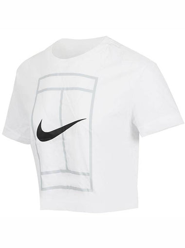 Court Heritage Dri Fit Crop Short Sleeve T-Shirt White - NIKE - BALAAN 1