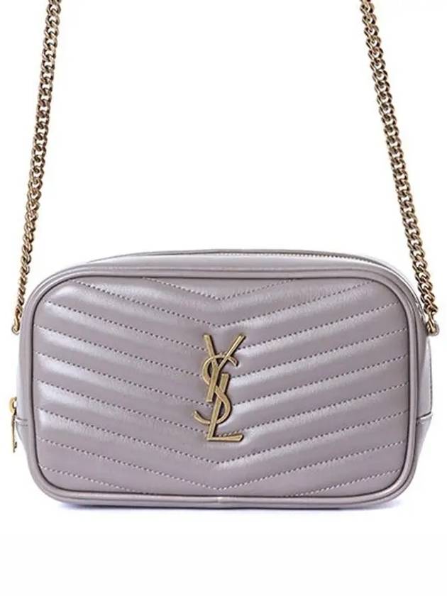 Lou Small Leather Cross Bag Grey - SAINT LAURENT - BALAAN 3