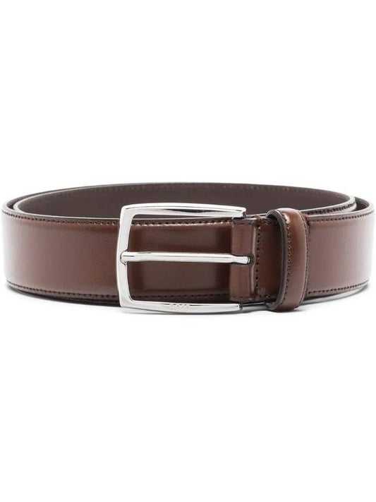 Stitching Detail Leather Belt Brown - HUGO BOSS - BALAAN 1