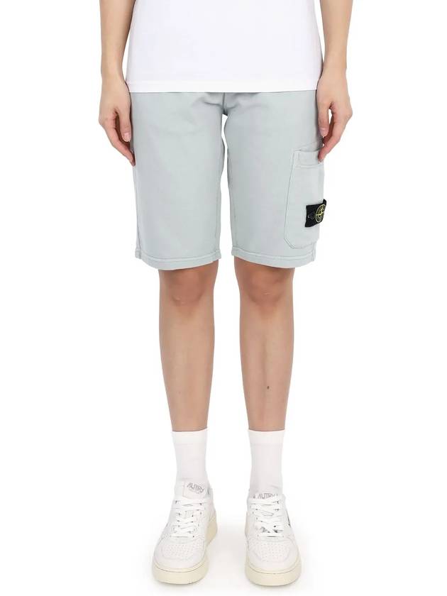 Kids Wappen Patch Fleece Shorts Grey - STONE ISLAND - BALAAN 4