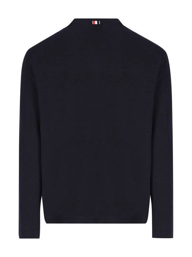 4 Bar Jersey Stretch Wool Knit Top Navy - THOM BROWNE - BALAAN 3