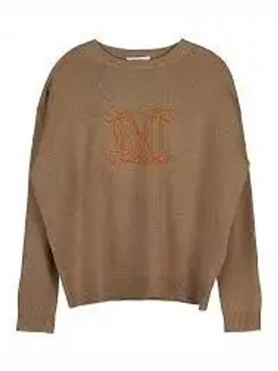 Edo M Logo Cashmere Knit Top Brown - MAX MARA - BALAAN 2