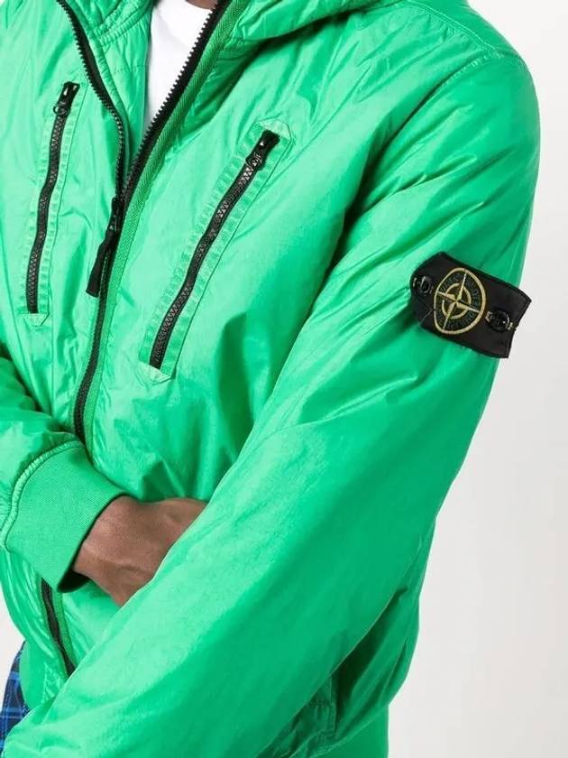 Garment Dyed Crinkle Reps Nylon Down Hooded Jacket Green - STONE ISLAND - BALAAN 3