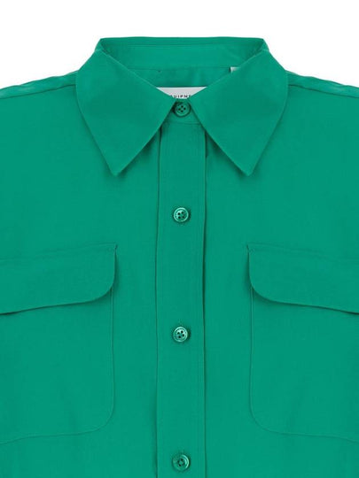 'Slim Signature' Emerald Green Shirt With Classic Collar In Silk Woman - EQUIPMENT - BALAAN 2