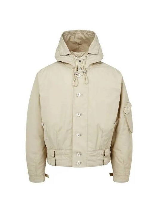 Men s Wide Cotton Hooded Jacket Beige - EMPORIO ARMANI - BALAAN 1