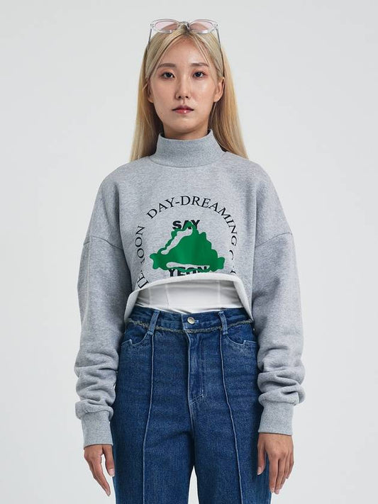 Turtle Neck Cropped Sweatshirt Melange Gray - SAY-_YEON - BALAAN 2