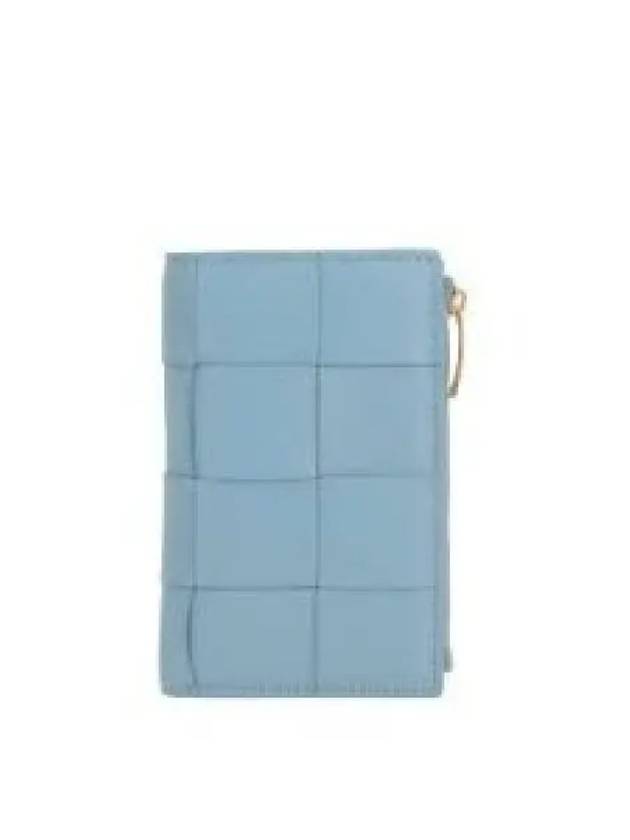 Intrecciato Flap Zipper Medium Half Wallet Light Blue - BOTTEGA VENETA - BALAAN 2