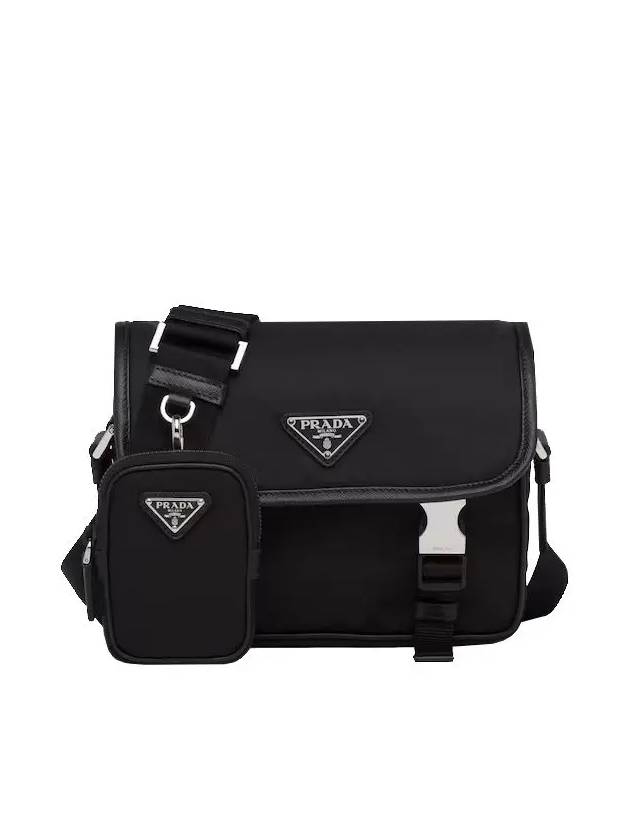 Triangle Logo Re-Nylon Saffiano Leather Cross Bag Black - PRADA - BALAAN 3