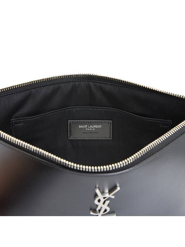 Monogram Silver Logo Clutch Bag Black - SAINT LAURENT - BALAAN 10