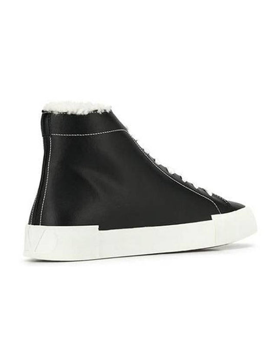 V Logo Leather High Top Sneakers Black - VALENTINO - BALAAN.