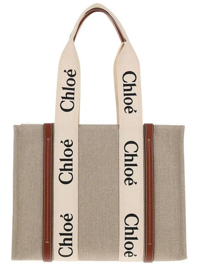 Woody Canvas Medium Tote Bag Brown - CHLOE - BALAAN 2