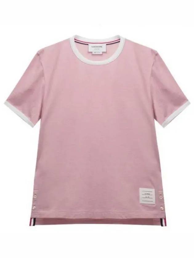 Women's Melange Jersey Ringer Short Sleeve T-Shirt Light Pink - THOM BROWNE - BALAAN 2