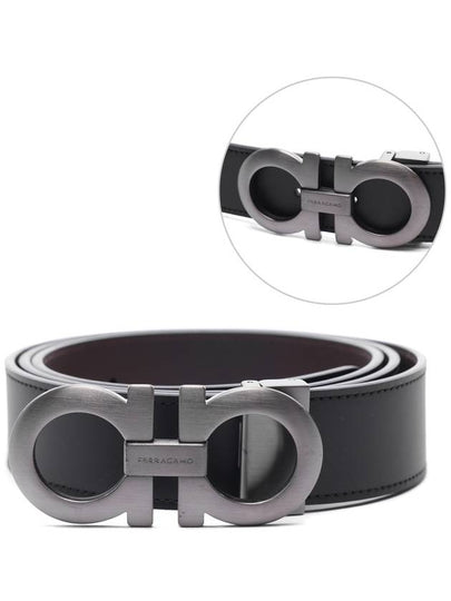 Gancini Reversible Adjustable Leather Belt Black Dark Brown - SALVATORE FERRAGAMO - BALAAN 2