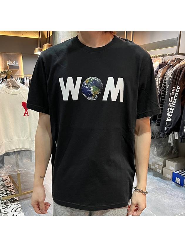 Genius World Logo Graphic Short Sleeve T-Shirt Black - MONCLER - BALAAN.