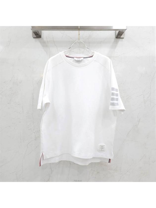 Lux You 4 bar striped cotton short sleeve t shirt - THOM BROWNE - BALAAN 1