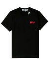 Red Double Heart Wappen Short Sleeve T-Shirt Black - COMME DES GARCONS - BALAAN 2