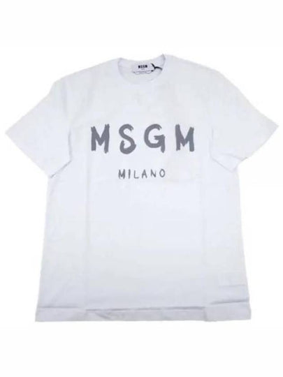 Milano Brushed Logo Cotton Short Sleeve T-Shirt White - MSGM - BALAAN 2