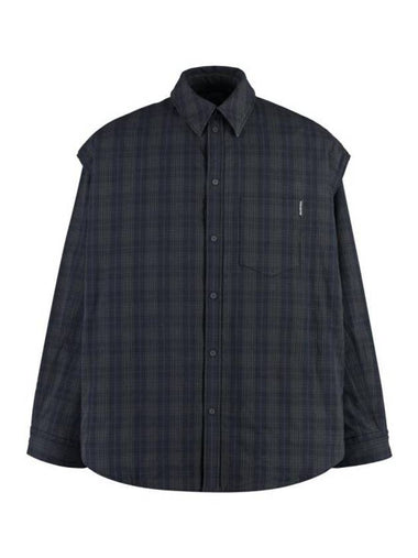 Checked Pattern Long Sleeve Shirt Grey - BALENCIAGA - BALAAN 1