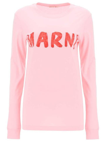 24 ss Brush Logo Long Sleeve T-Shirt THJE0294P1USCS11 LOC18 B0230968521 - MARNI - BALAAN 1