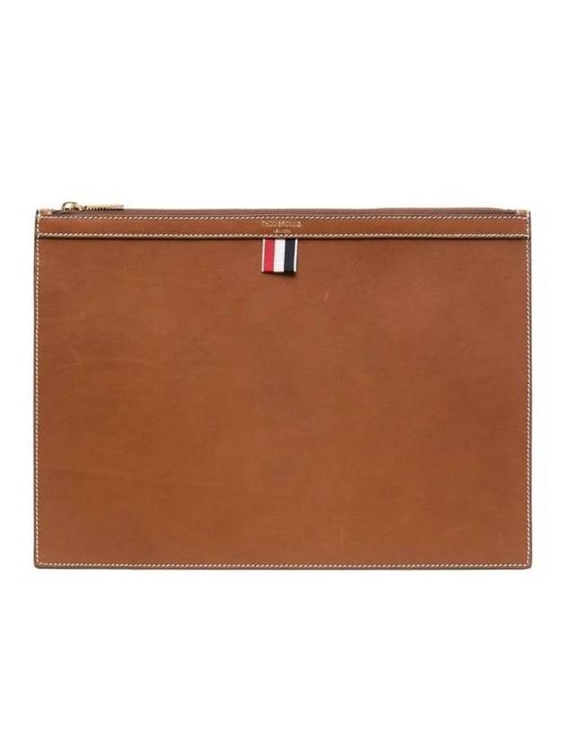 Vacchetta Leather Medium Document Clutch Bag Brown - THOM BROWNE - BALAAN 1