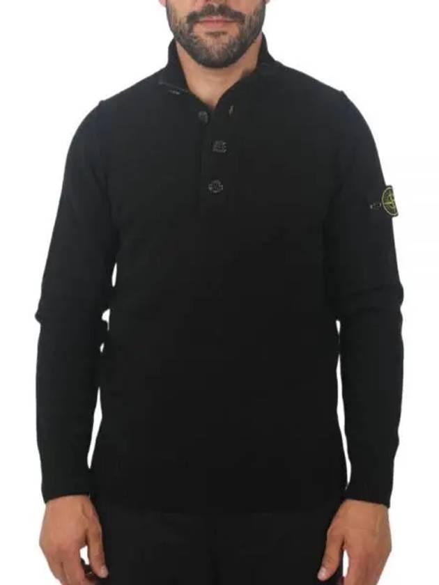 Wappen Patch Button Knit Top Black - STONE ISLAND - BALAAN 2