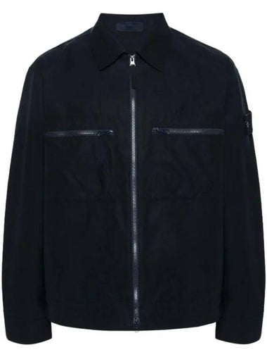 Cotton Canvas Zip-up Jacket Navy - STONE ISLAND - BALAAN 1