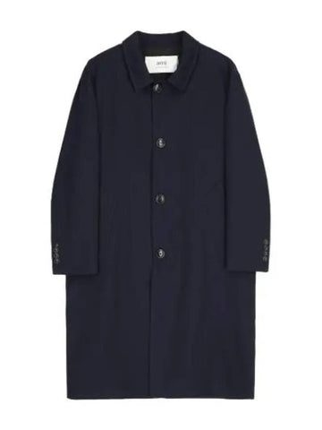 single breasted coat navy blue - AMI - BALAAN 1