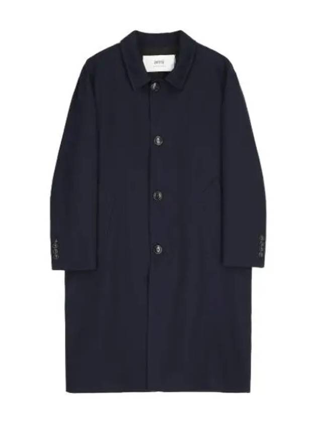 single breasted coat navy blue - AMI - BALAAN 1