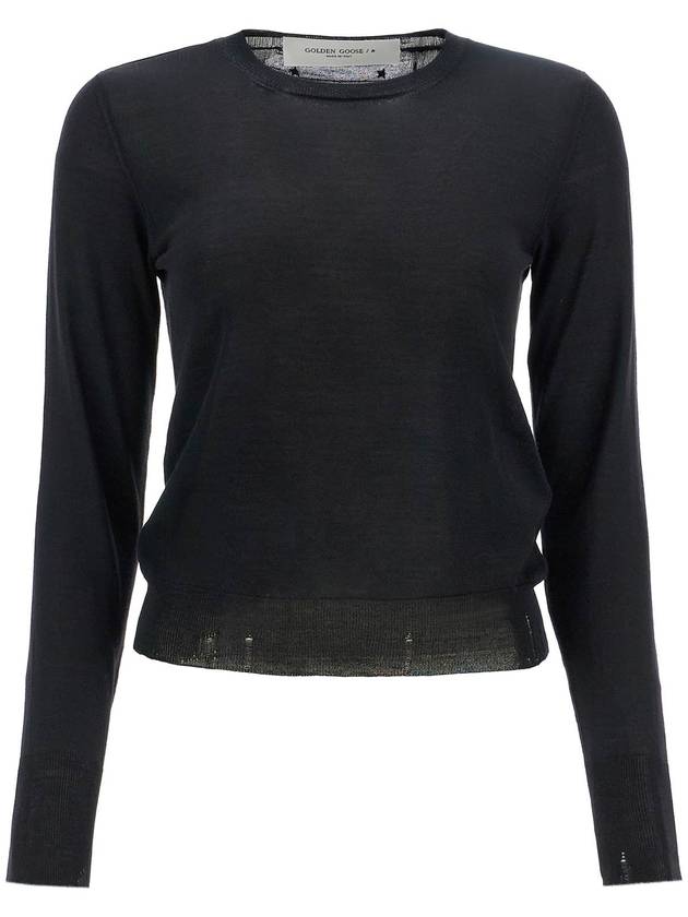 Round Neck Wool Knit Top Black - GOLDEN GOOSE - BALAAN 2