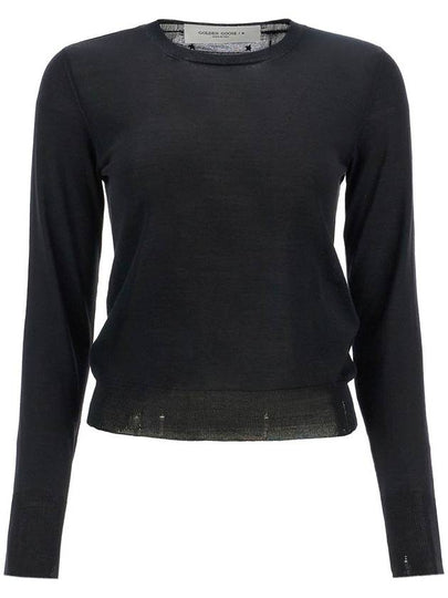 Round Neck Wool Knit Top Black - GOLDEN GOOSE - BALAAN 2