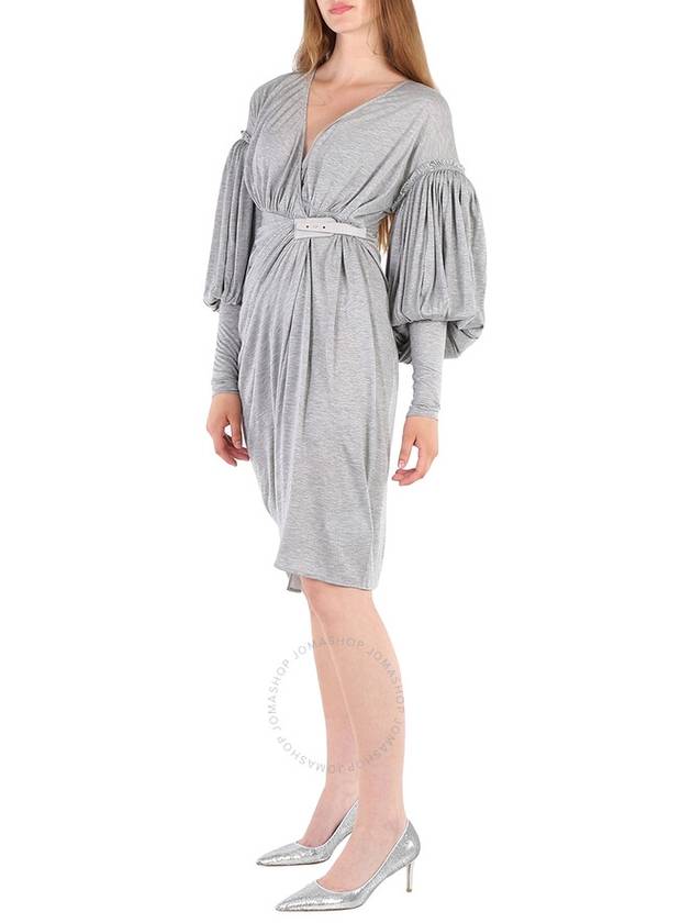 Women's Melange Balloon Sleeve Midi Dress Pewter - BURBERRY - BALAAN 4