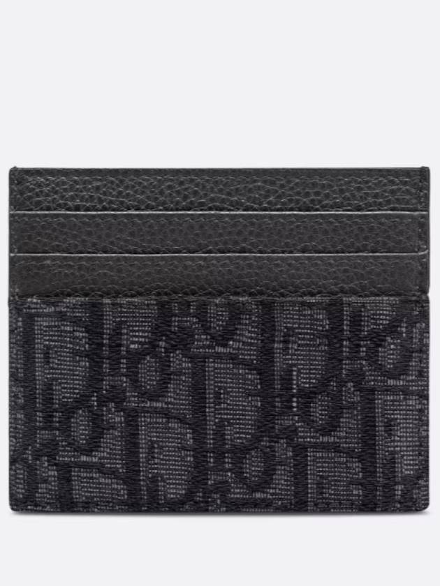 Oblique Jacquard Grain Leather Card Wallet Black - DIOR - BALAAN 4