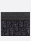 Oblique Jacquard Grain Leather Card Wallet Black - DIOR - BALAAN 4