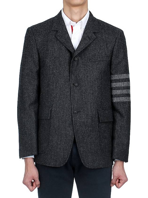 Donegal Tweed 4 Bar Single Breasted Blazer Jacket Grey - THOM BROWNE - BALAAN 3