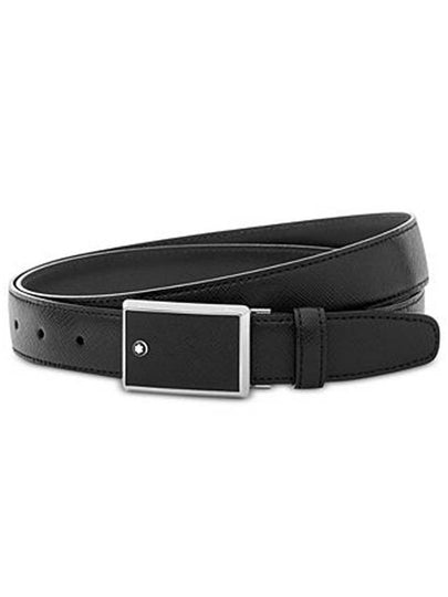 Plate Buckle Saffiano Leather Belt Black - MONTBLANC - BALAAN 2