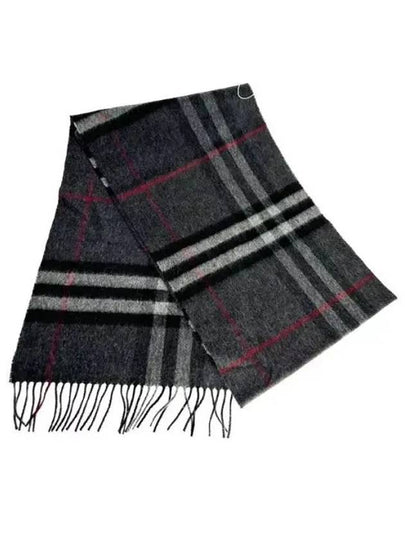 Check Cashmere Scarf Charcoal - BURBERRY - BALAAN 2