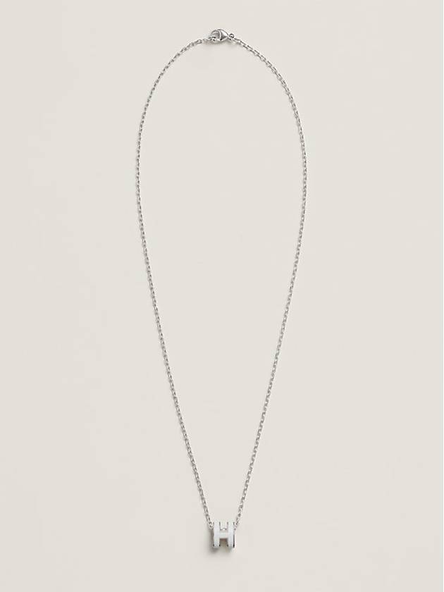 Mini Pop H Pendant Necklace Palladium Blanc - HERMES - BALAAN 5