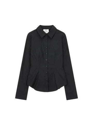 Easy Cotton Rounded Shirt Black 271248 - REFORMATION - BALAAN 1