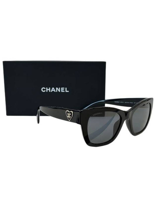 Eyewear Heart Logo Square Sunglasses Black - CHANEL - BALAAN 2