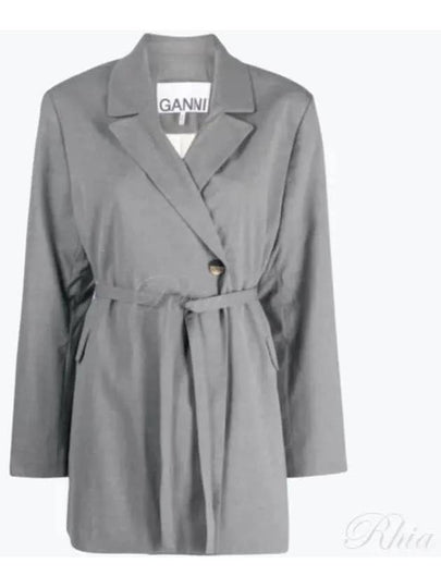 Oversized Blazer Jacket Grey - GANNI - BALAAN 2