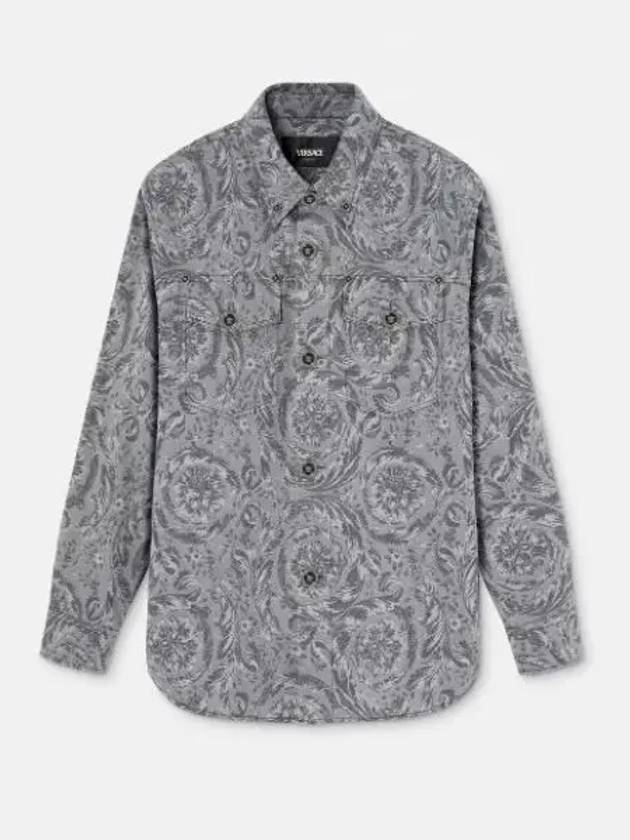 Barocco Jacquard Gabardine Long Sleeve Shirt Grey - VERSACE - BALAAN 2