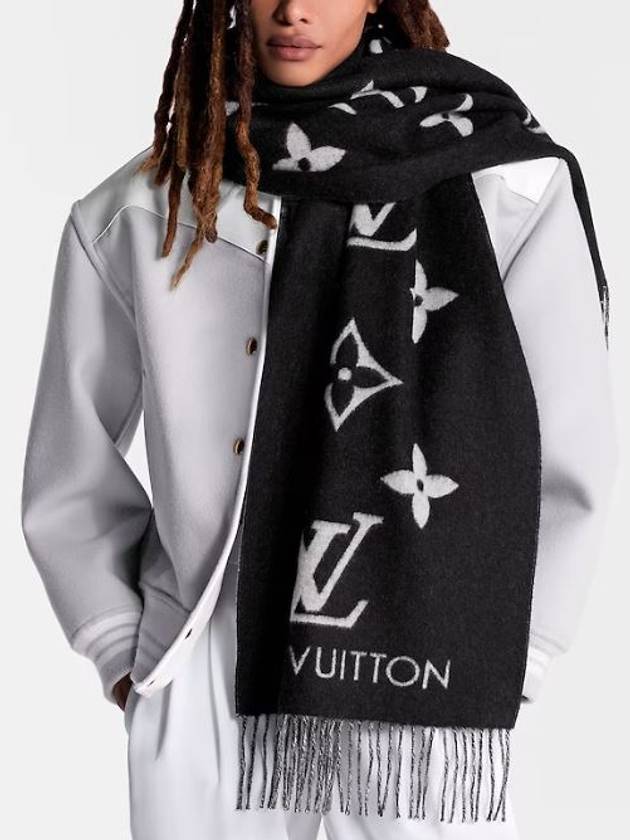 Reykjavik Monogram Cashmere Scarf Black - LOUIS VUITTON - BALAAN 2