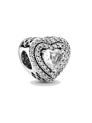 Sparkling Level Heart Charm Silver - PANDORA - BALAAN 1