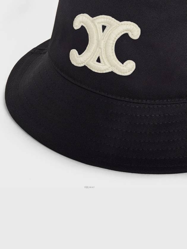 Triomphe Cotton Gabardine Bucket Hat Black - CELINE - BALAAN 4