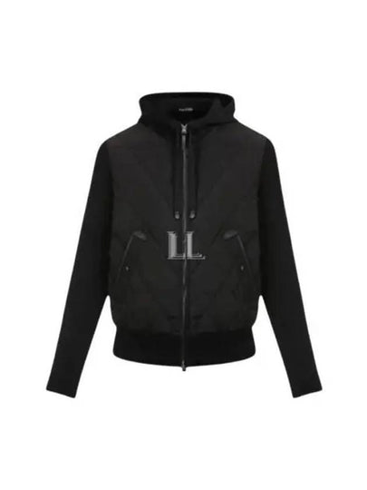 Wool Padded Zip-Up Hoodie Black - TOM FORD - BALAAN 2