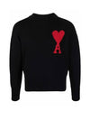 Big Heart Logo Knit Top Black - AMI - BALAAN 2