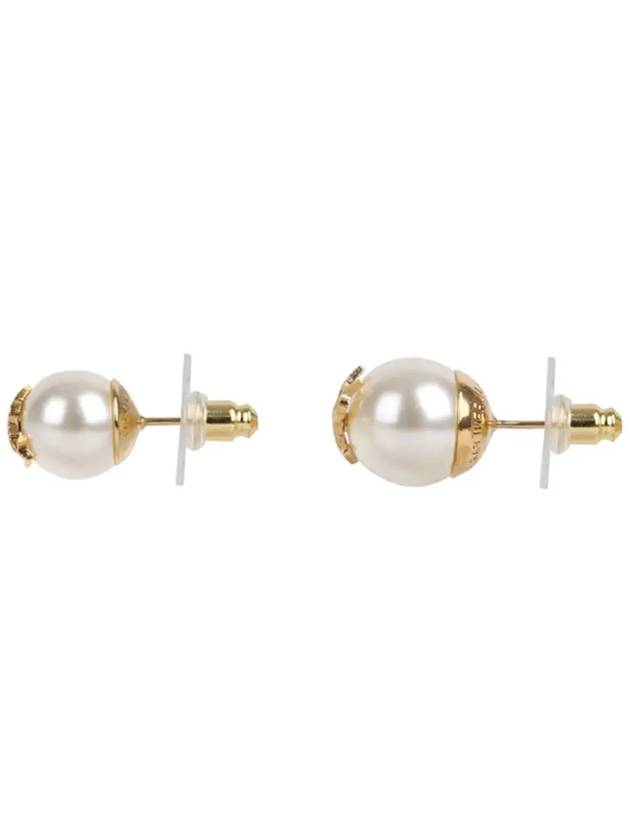 Cassandre Pearl Earrings in Metal Gold And Cream - SAINT LAURENT - BALAAN.