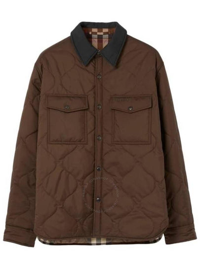 Men's Reversible Check Quilted Overshirt Jacket Dark Truffle Brown - BURBERRY - BALAAN 2