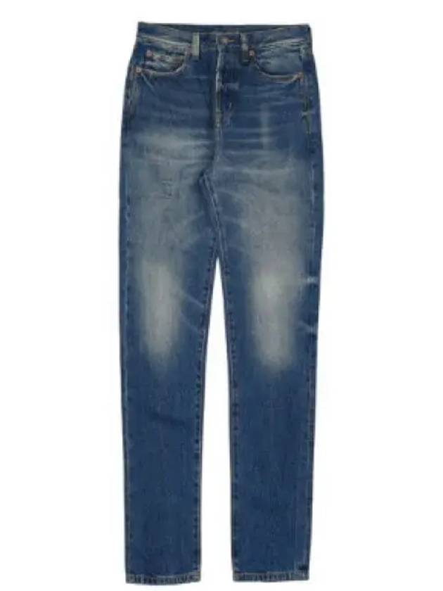 Denim Straight Jeans Blue - SAINT LAURENT - BALAAN 2