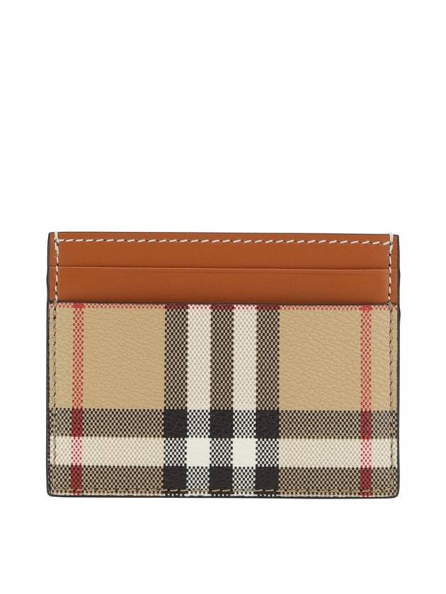 Check Print Leather Card Holder Beige - BURBERRY - BALAAN 3